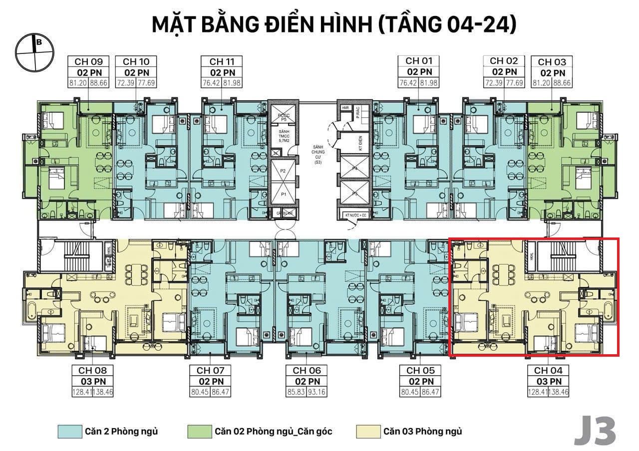 Bán căn hộ 3 phòng ngủ Jade Square Phạm Văn Đồng – Diện tích rộng, thiết kế tối ưu